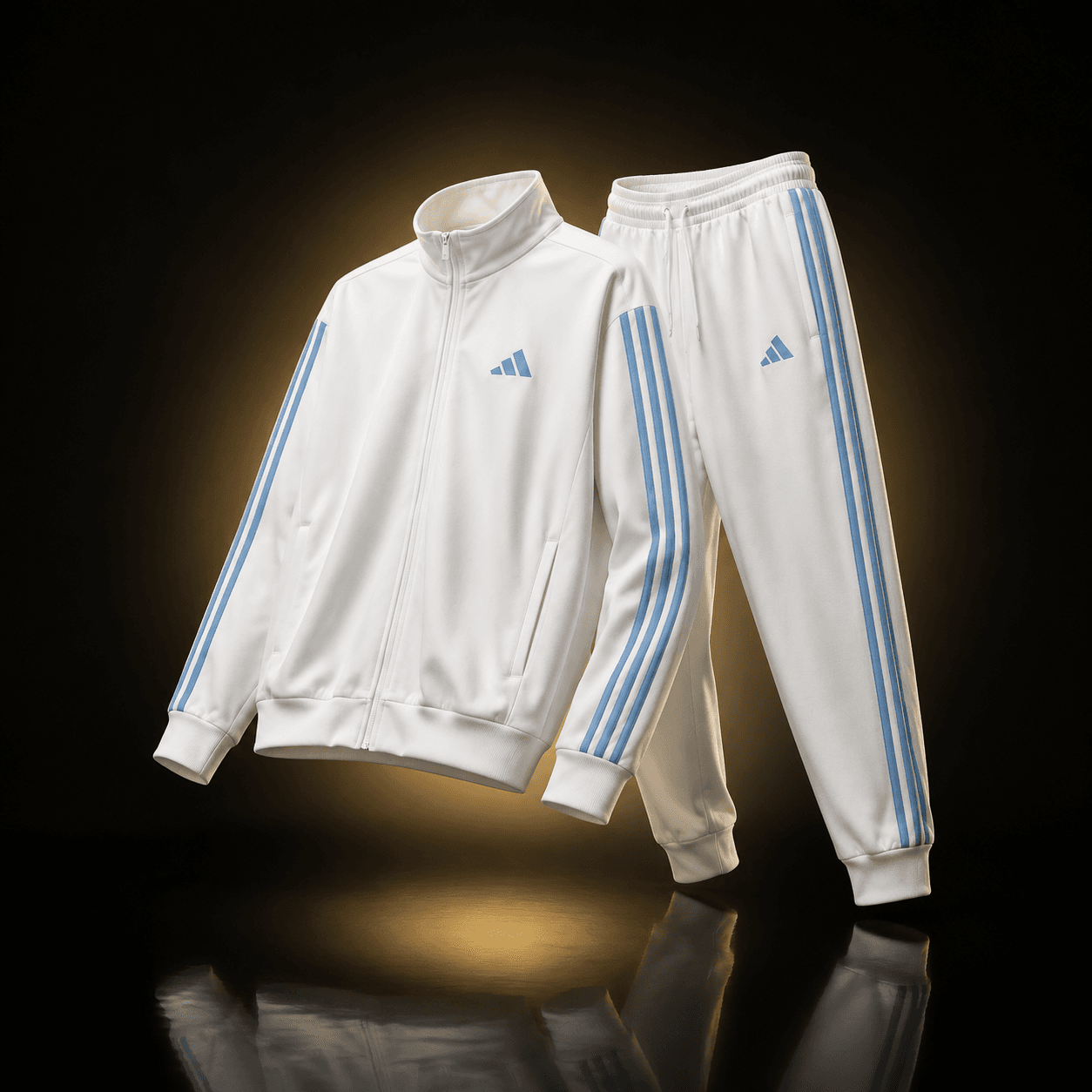 Conjunto Adidas Blanco y Azul Cielo