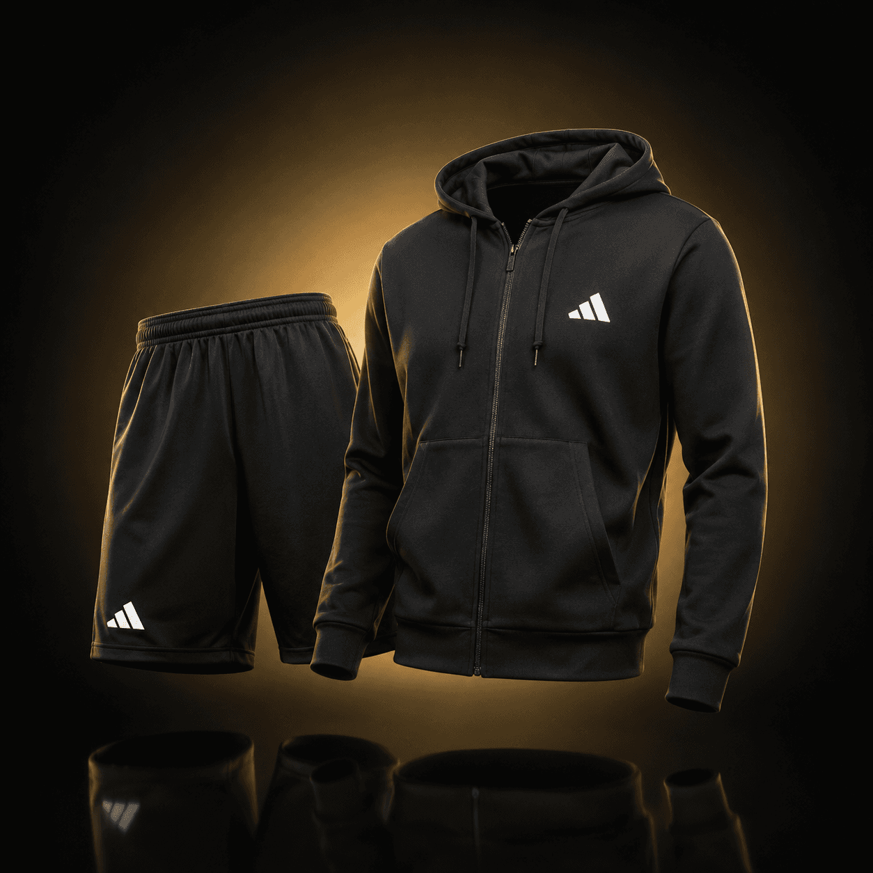Conjunto Adidas Hoodie con Short Negro