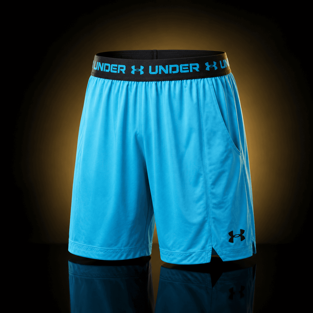 Short deportivo turquesa con halo dorado