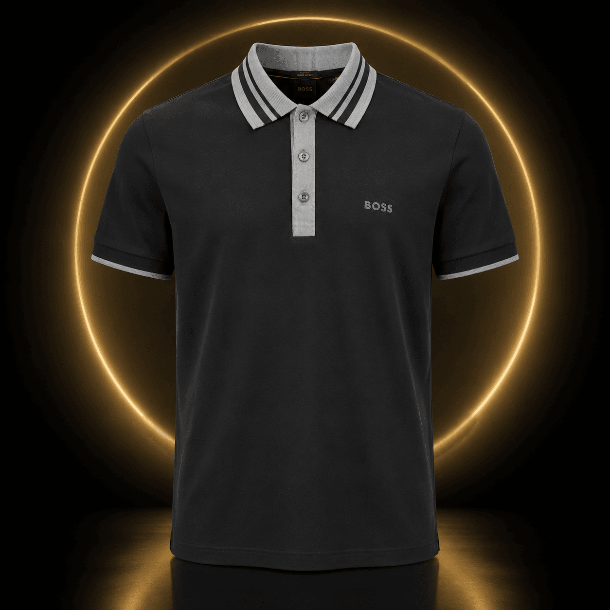 Polo BOSS negro con detalle gris