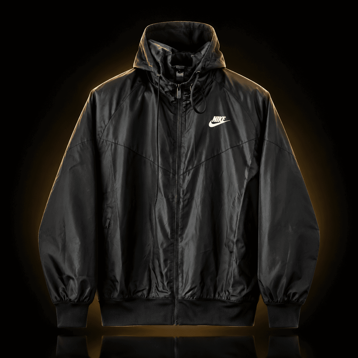 Chaqueta cortavientos Nike negra con capucha
